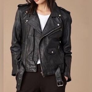 Deadwood recycled leather moto jacket